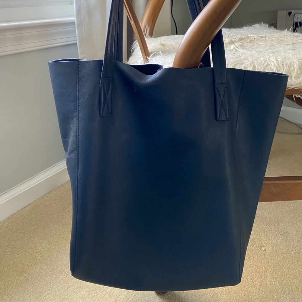 JCrew navy leather tote like new